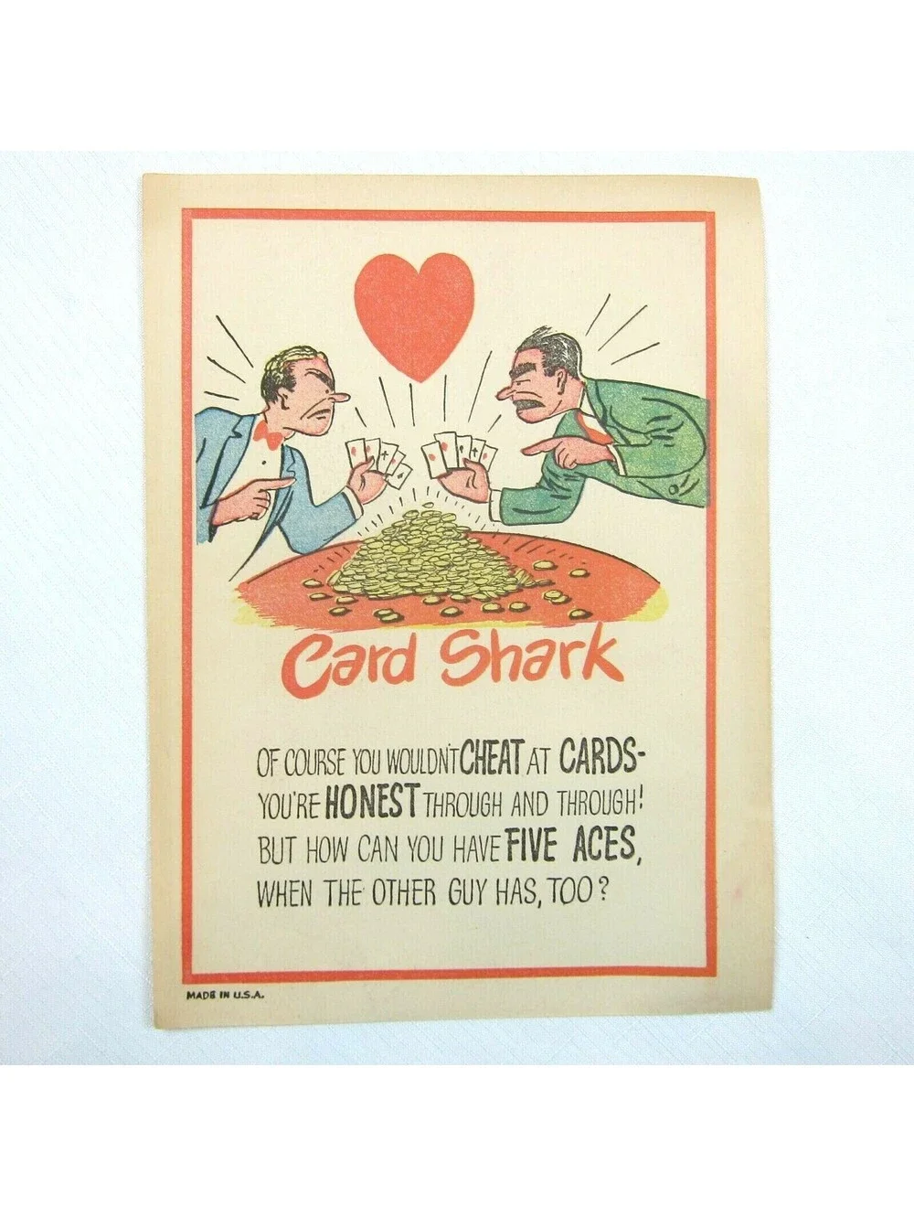 Vintage Vinegar Valentine Card Shark Penny Dreadful Sarcasm Insult Poem Ephemera